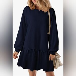 Navy Blue Sweatshirt Dress Size Medium New Without Tags